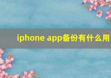 iphone app备份有什么用